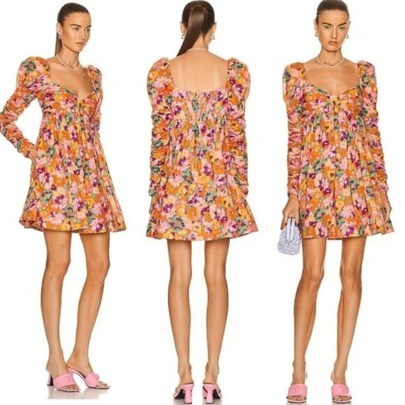 Zimmermann Violet Twist Front Mini Dress Floral Colorful Size 1 Small 4 6 - Picture 4 of 8